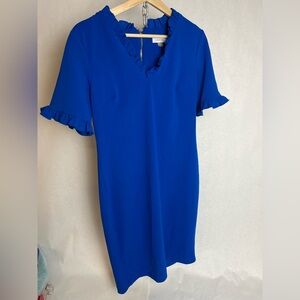 Calvin Klein Royal Blue Mini Dress with Ruffle Sleeves